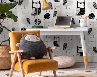 Cute Owl Wallpaper – Peel and Stick Removable Wall Decor