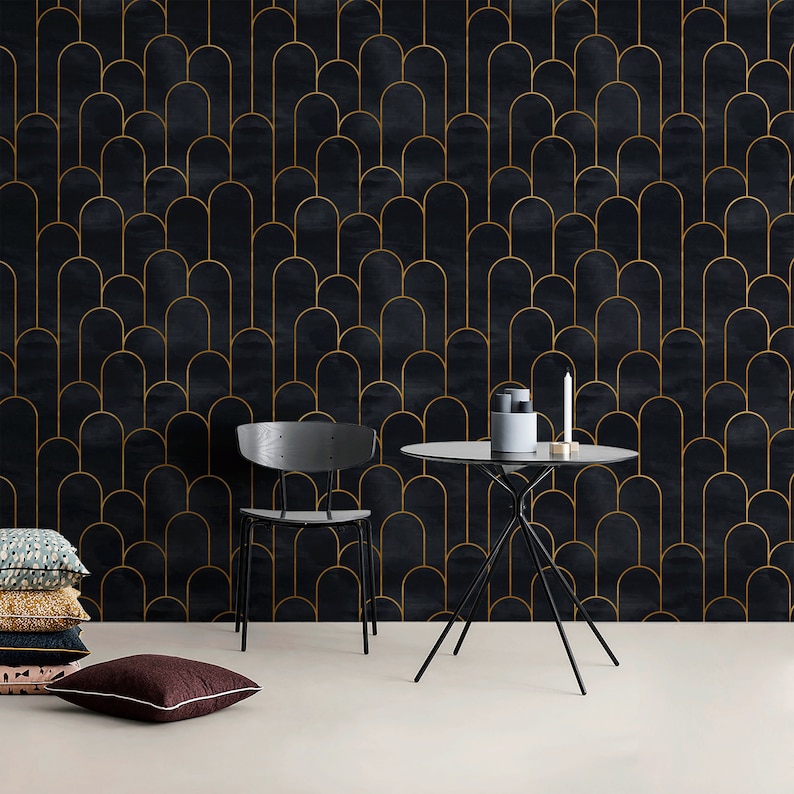 Removable Wallpaper Art Deco Wall Mural Temporary Wallpaper Etsy