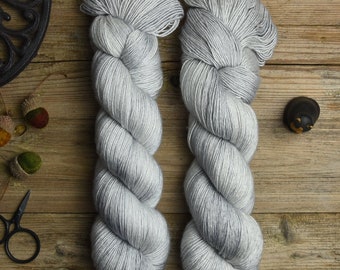 Dyed to order * Hand dyed, fingering weight, superwash merino wool, silk, 400m/100g, solid color yarn, Silky Singles "Clouds"