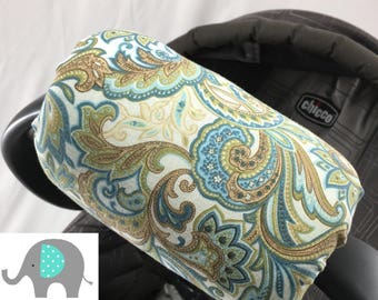 Car Seat Arm Cushion, Paisley, Floral, Green, Blue, Girl, Car Seat Arm Pad, Car Seat Accessories, Baby Shower Gift