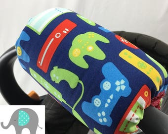 Car Seat Arm Cushion, Gamer, Video Game, Neutral, Blue, Car Seat Arm Pad, Car Seat Accessories, Baby Shower Gift