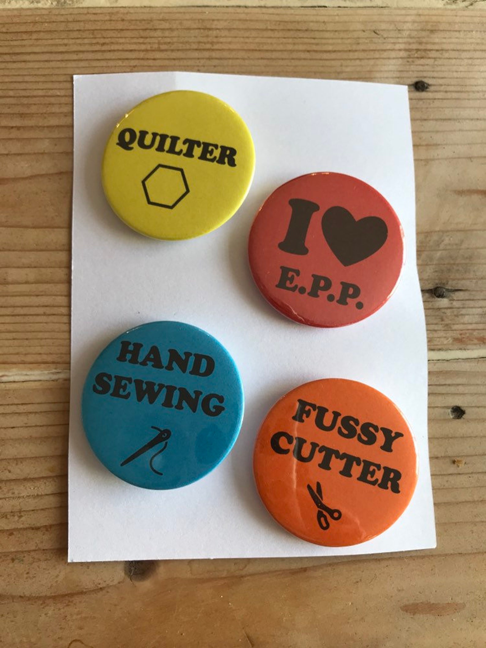 Sewing themed badge button set x 4 size 45mm Quilter sewist Etsy