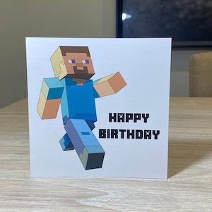 Minecraft birthday card, personalised Kids birthday card - Personalised boys birthday card , personalised card for boy, card for son