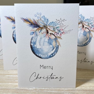 Christmas cards, pack of Christmas cards, bauble Christmas cards, blue bauble, Christmas card pack, Personalised Christmas cards