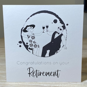 retirement card - blank inside - personalised retirement card, drinking wine retirement card, farewell card, sorry to see you go card