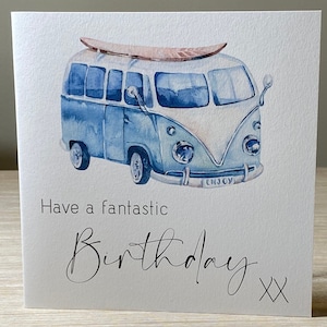 Combi van Birthday card - option to personalise