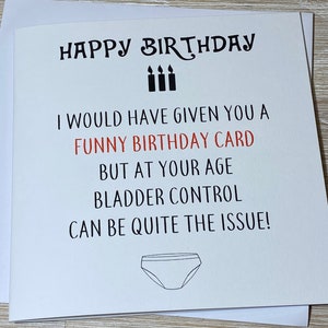 Funny Birthday card - personalised birthday card, bladder control birthday card, funny card for her, wee and mothballs birthday card