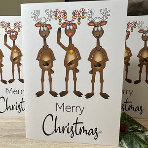 Reindeer Christmas cards, C7 5x7 inch card, personalised Christmas cards, cute Reindeer cards, pack of Christmas cards