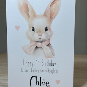 1st Birthday card, 7x5 inch card, Personalised 1st birthday card, First birthday card, 1st birthday card for granddaughter daughter niece
