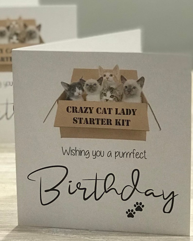 Birthday Card - Crazy Cat Lady - Cat Lover Birthday Card - Personalised ...