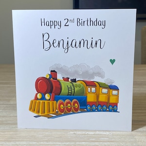 Train birthday card, personalised Kids birthday card - Personalised boys birthday card , personalised card for boy, Choo choo train card