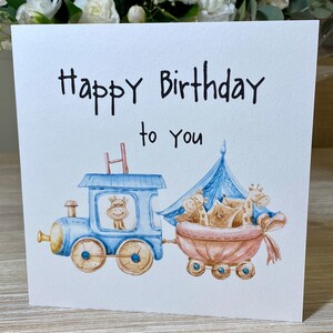 Kid’s birthday card - personalised kids birthday card, 1st birthday card, grandson birthday card, cute train birthday card,