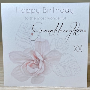 Granddaughter birthday card - personalised granddaughter birthday card, magnolia birthday card, Birthday card for granddaughter