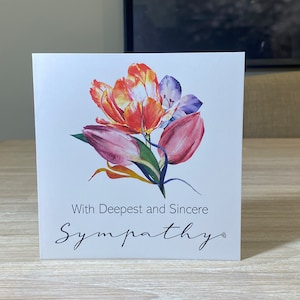 Sympathy card, Sympathy card with tulips, Deepest sympathy card, Sorry for your loss card