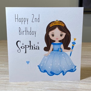 Princess birthday card, Personalised birthday card , 1st, 2nd, 3rd, 4th, 5th, 6th birthday card, kids birthday card, granddaughter card