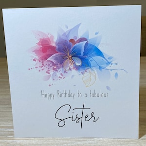 Sister birthday card - birthday card for sister, special sister card, personalised  sister birthday card, floral card with butterfly