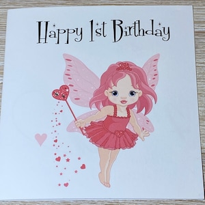 Personalised Girls birthday card, Personalised kids birthday card, card for little girl, Fairy birthday card, personalised girls card