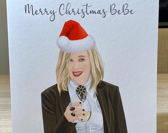 Schitts Creek Christmas card -Bebe, Merry Christmas Bebe, Moira Rose Christmas card