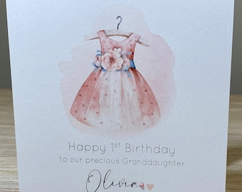 Personalised First Birthday card - personalised 1st birthday card, daughter granddaughter 1st birthday, 2nd 3rd birthday