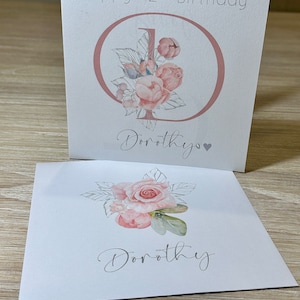 Personalised birthday card for her. Personalised Alphabet birthday card, card for daughter mum sister friend granddaughter, Rose card