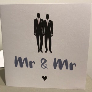 same sex wedding card - mr and mr wedding card, wedding card for two men, personalised wedding card for men