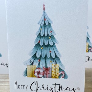 Personalised Christmas card , Christmas tree card, Christmas card, green tree Christmas card, watercolour Christmas tree