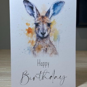 Kangaroo Birthday card, Kangaroo card, Card with Kangaroo, Australian Kangaroo card, Australiana birthday card, 7x5 inch card