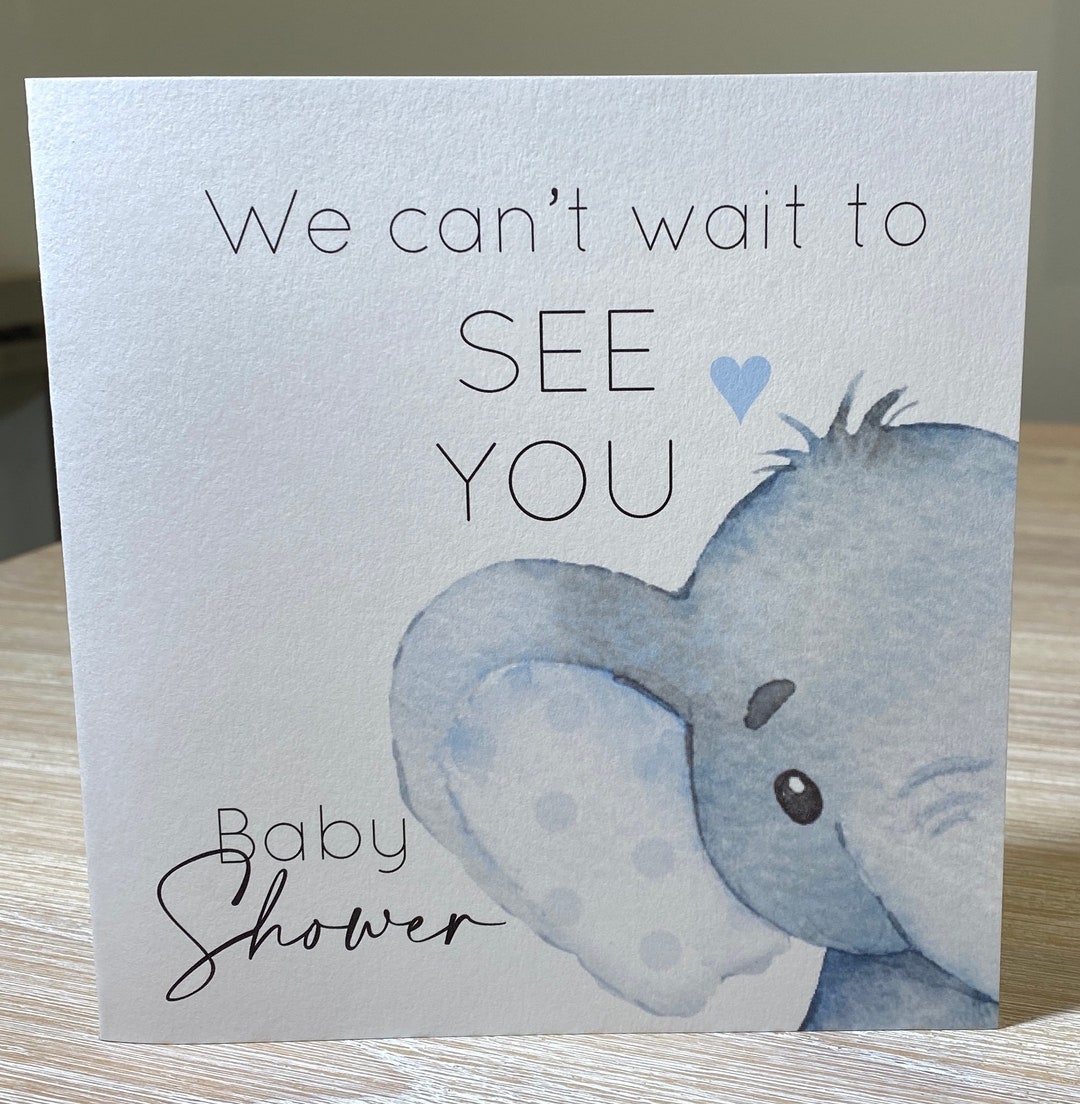 Baby Shower Card With Matching Envelope - Elephant Baby Shower Card ...