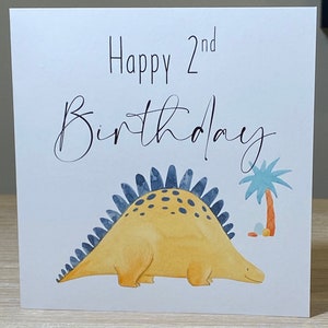 Kids birthday card, personalised boys birthday card, dinosaur card, yellow dinosaur, son birthday card , grandson birthday card