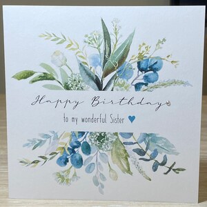 Sister Birthday card- Personalised sister birthday card, card for sister