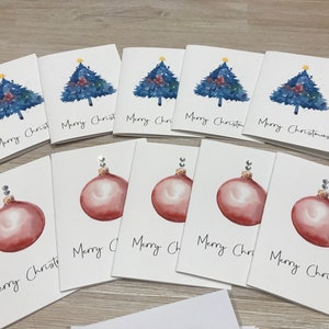 Christmas cards - tree and bauble pack of 10, Christmas card pack, Pack of christmas cards, Personalised Christmas cards