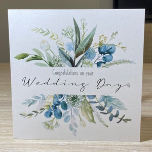 Wedding card - Green leaves wedding card, Personalised wedding card,