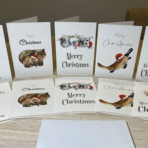 Australian Christmas card pack, Australiana Christmas cards,  personalised Christmas, Australian animals Christmas cards