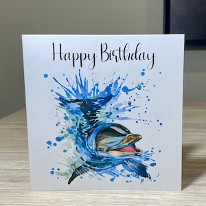 Dolphin birthday card, personalised birthday card, dolphin card, card with dolphin, porpoise birthday card