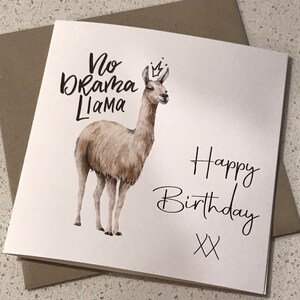 Llama birthday card - no drama llama card - personalised llama birthday card