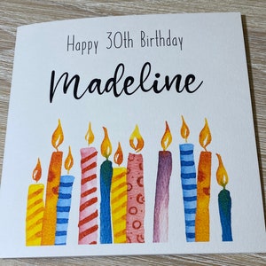 Personalised birthday card, card for her, card for him, card with candles, age birthday card, lots of candles