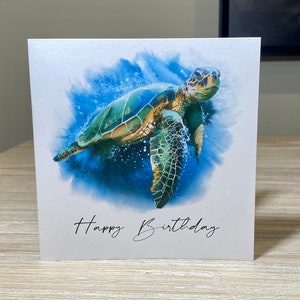 Turtle birthday card, personalised birthday card, card with turtle, animal birthday card