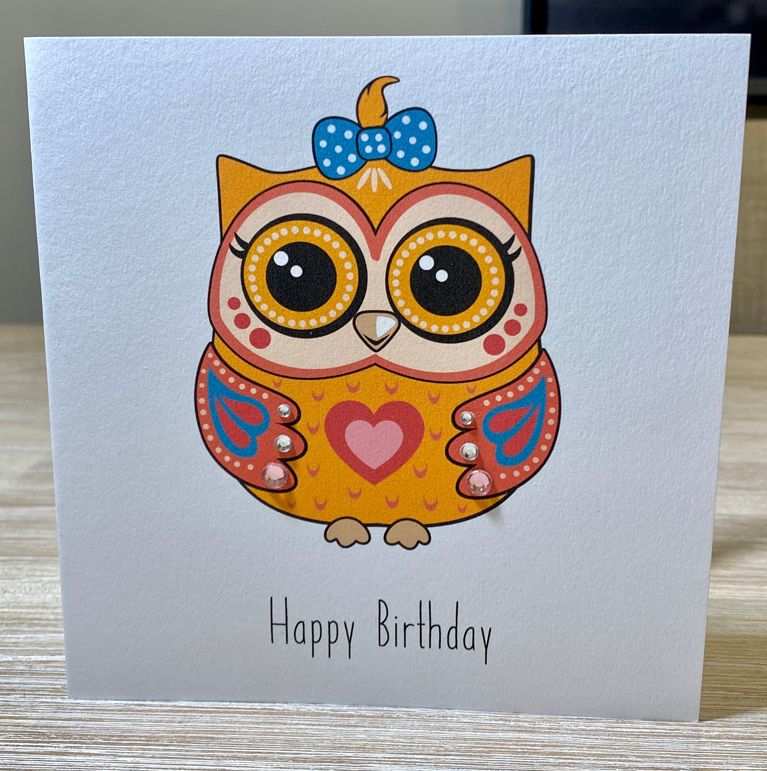 Owl Birthday card, Personalised Owl card, card with cute owl