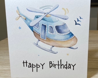 Kids birthday card, personalised birthday card for boy, birthday card for son grandson nephew great grandson, helicopter birthday card