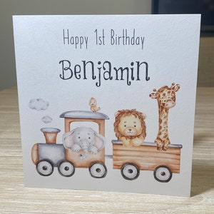 Personalised 1st birthday card, card for boys 1st birthday, first birthday card for boy, cute animal card for kids, card for one year old