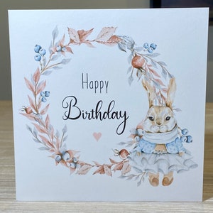 kids birthday card, personalised kids birthday card, girls birthday card, cute rabbit card, cute bunny, Birthday card for little girl