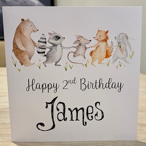 Kids birthday card - 1st birthday card- 2nd- 3rd- 4th- 5th- 6th birthday card, animal card for kids, wild animal birthday card- personalised