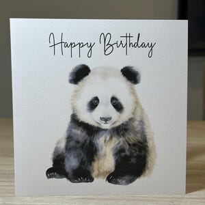 Panda bear birthday card, Personalised Panda bear card, Personalised Panda card, Panda card, Animal birthday card, Card with Panda