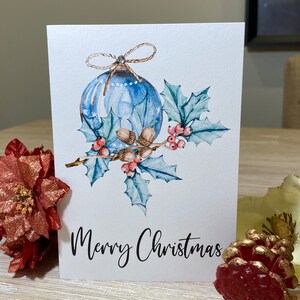 Christmas card pack, bauble and holly Christmas cards, Christmas card pack, personalised Christmas card, Christmas