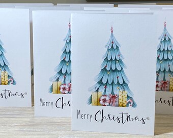 Christmas card  - option to personalise, Personalised Christmas card pack, Christmas tree cards, pack of Christmas cards