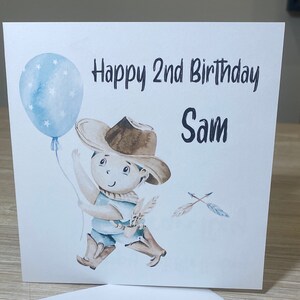Personalised Kids birthday card, cowboy birthday card, cowboys and Indians, birthday card for boy, cowboy card, cute cowboy birthday card