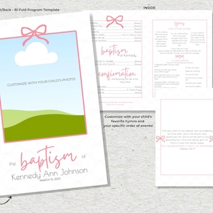 LDS Baptism Program Pink Coquette Bow Editable Baptism Program Template