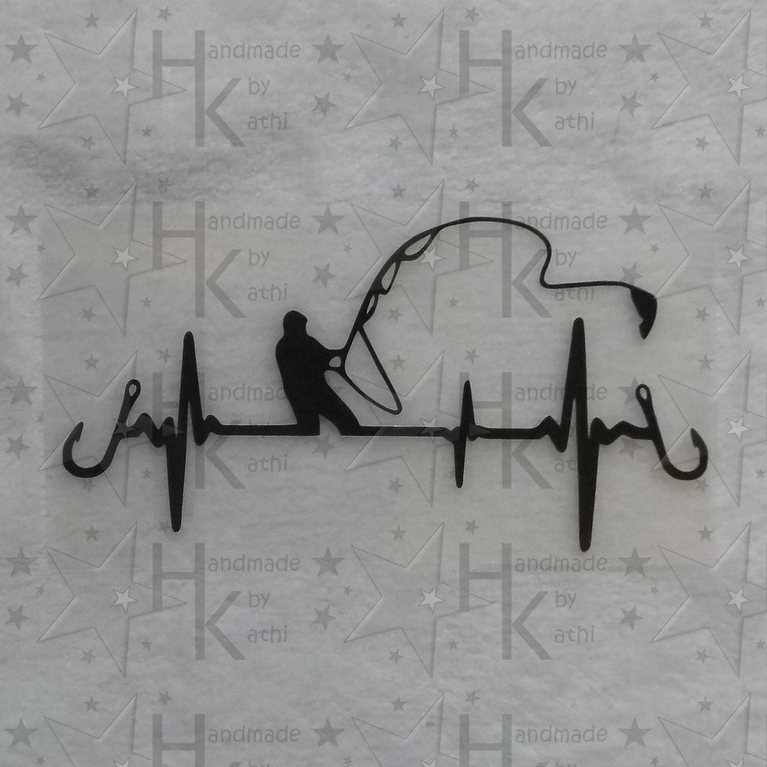 Bügelbild Angeln & Herzlinie Liebe Leidenschaft viele Etsy.de