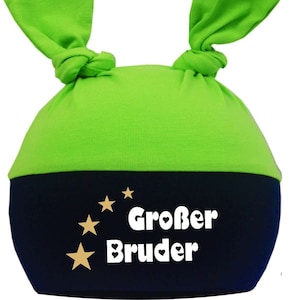 2-Zipfel Babymütze Multicolor Großer Bruder