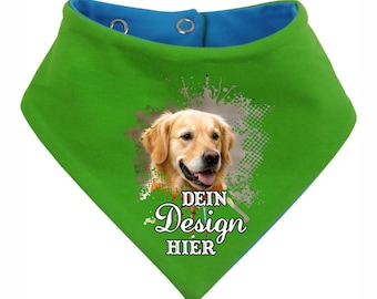 Personalisierbares Hundehalstuch | Wendetuch mit Wunschdruck (Name/Logo Foto) | 5 Größen | Baumwolle Multicolor | für kleine & große Hunde